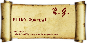 Milkó Györgyi névjegykártya